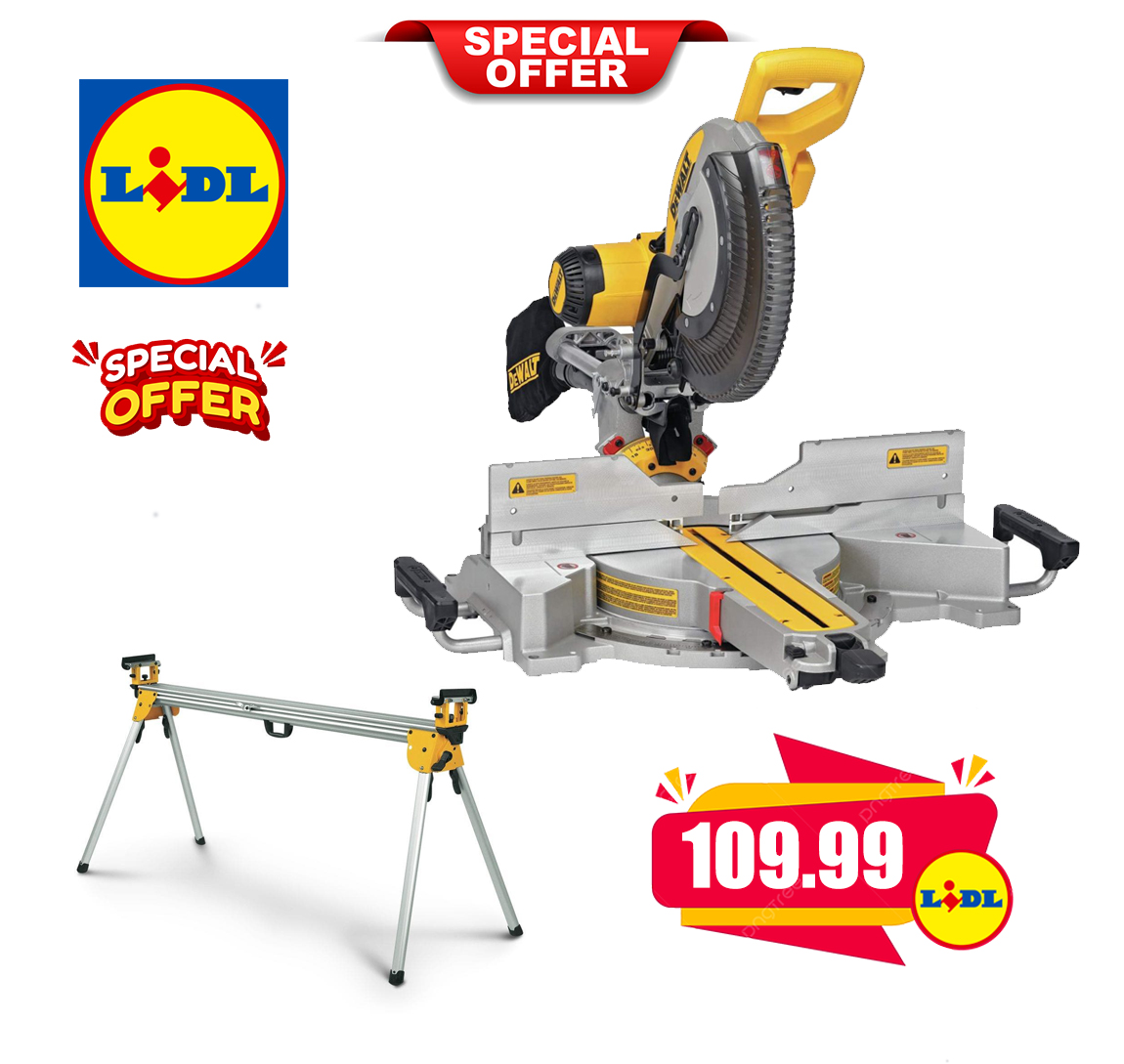 DEWALT DWS780 12 Sliding Compound Miter Saw Plus DWX723-XE 3.8m Extendable Stand Two Piece Bundle