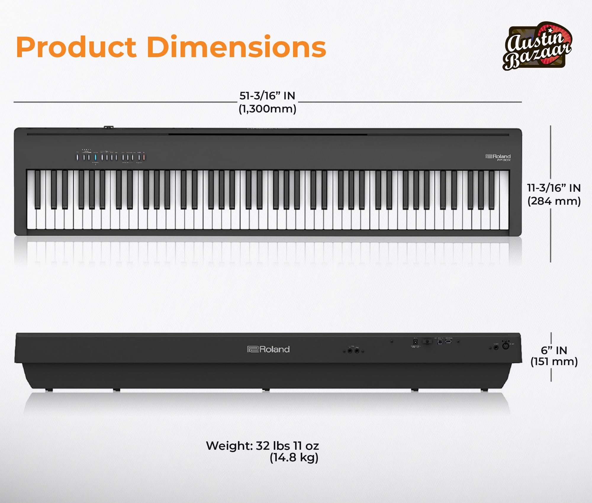 Roland FP-10 Digital Piano - Black Bundle with KSC-FP10 Stand, Bench, Sustain Pedal, Instructional Book, Online Lessons, Instructional DVD, and Austin Bazaar Polishing Cloth