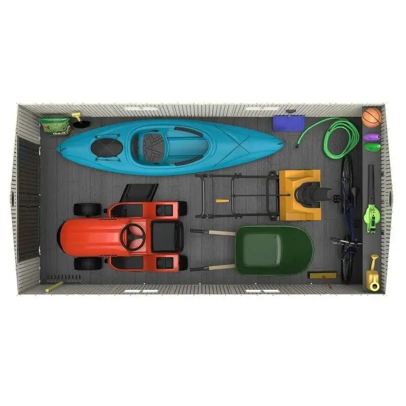 8' wide x 15' deep plastic storage shed