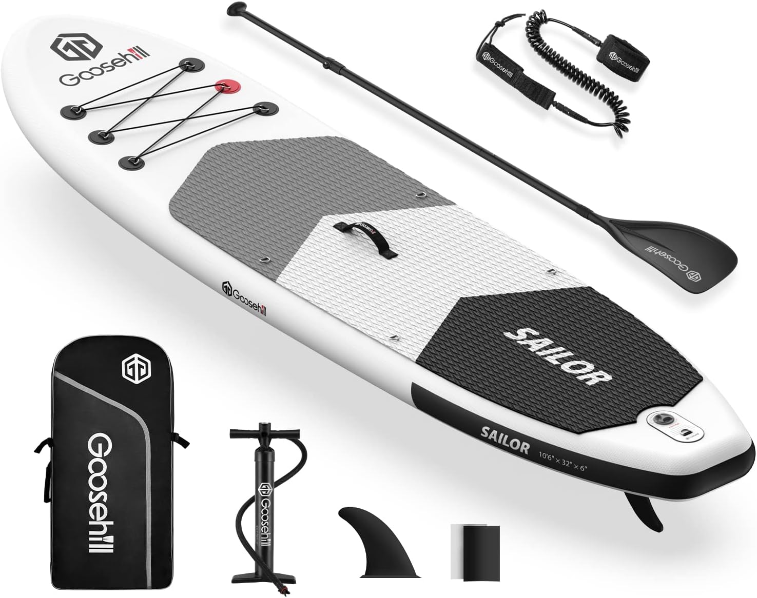 Goosehill Inflatable Stand Up Paddle Board, Premium SUP Package, 10' Long 32 Wide 6 Thick, Patterns Open for Customization