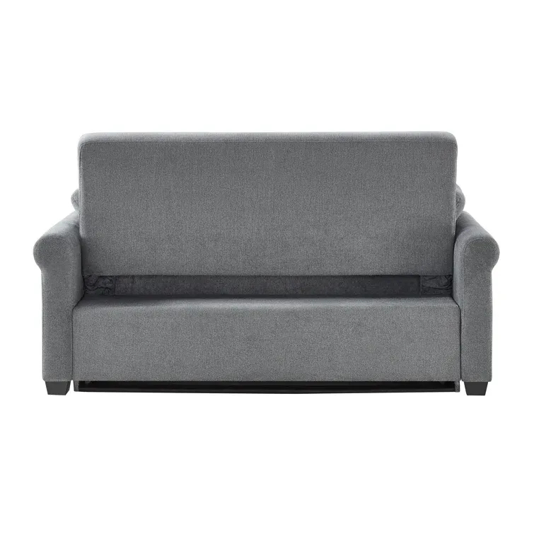 Serta Sabrina 73 Queen Rolled Arm Tufted Back Convertible Sleeper Sofa with Cushions (Dark Gray)