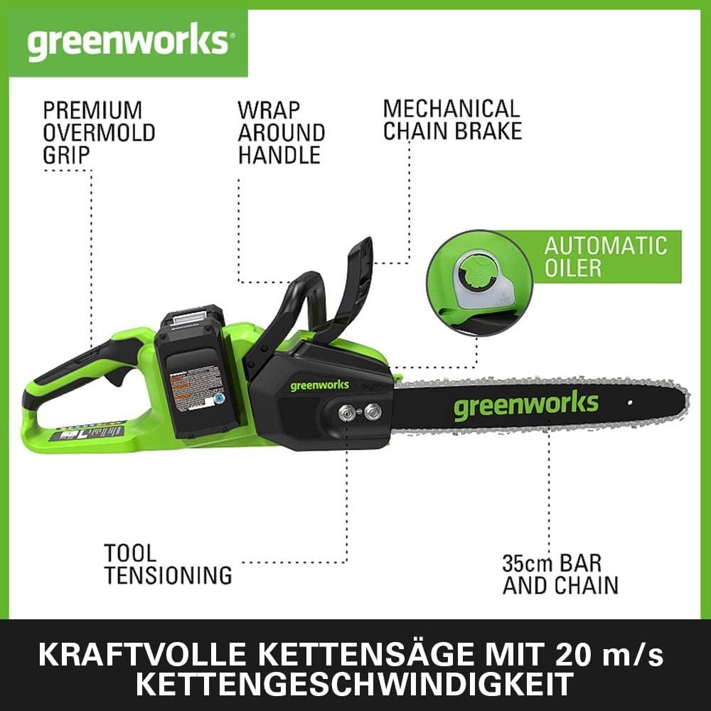Greenworks 48 V (2 x 24 V) Battery Chainsaw with Brushless Motor GD24X2CS36K4X