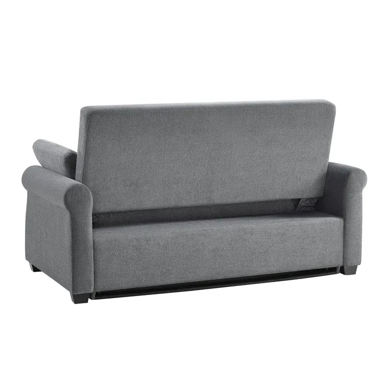 Serta Sabrina 73 Queen Rolled Arm Tufted Back Convertible Sleeper Sofa with Cushions (Dark Gray)