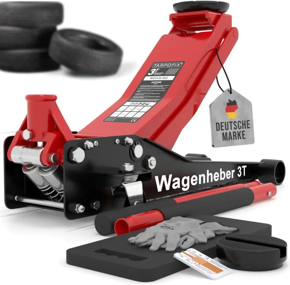 Tarpofix® Hydraulic Jack 3t (75-505mm Lifting Height) | Premium Twin Cylinder Jack | Flat hydraulic jack for SUVs and low-profile vehicles