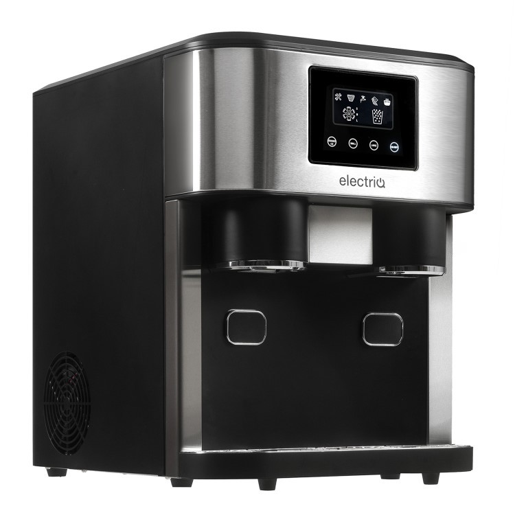 electriQ Countertop Ice Maker with Ice Crusher and Water Dispenser, Stainless Steel/Black