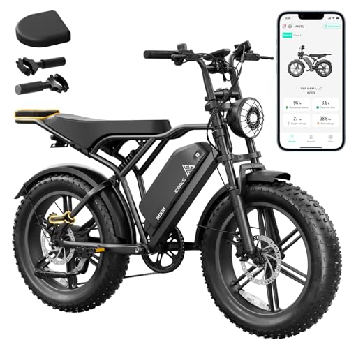 TST Electric Bike for Adults, 1500W Peak Brushless Motor 28 MPH 60 Miles/110 Miles Fat Tire E Bike with 48V 15Ah/ 25Ah Removable Battery 20 Electric Dirt Bike Hydraulic Suspension and 7-Speed