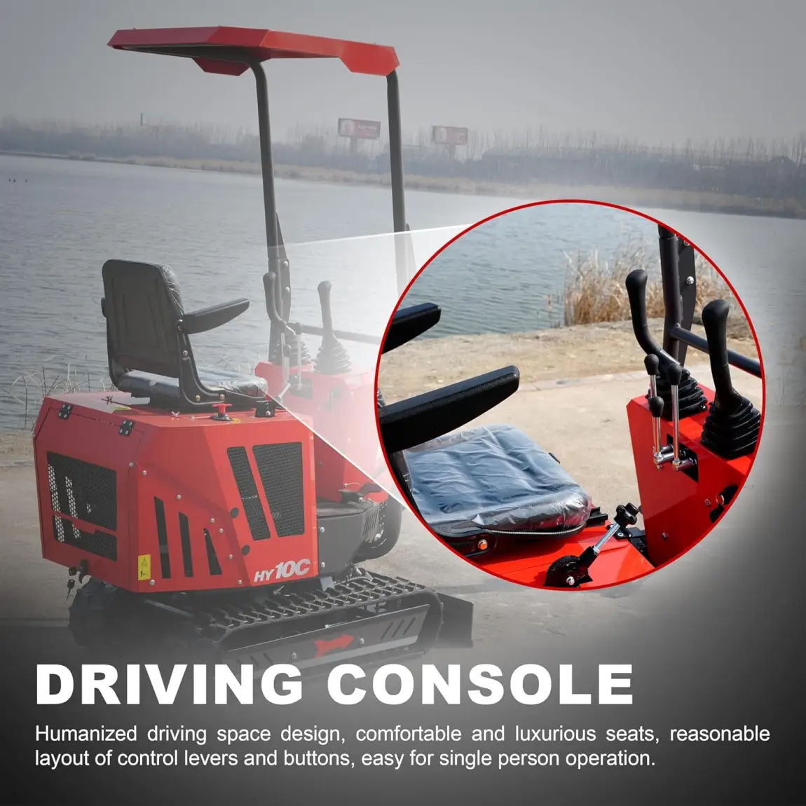 HY10C 1-Tonnen-Minibagger, 13,5 PS starker, benzinbetriebener Kompaktbagger mit EPA-Zertifikat, Raupenbagger für Grabenarbeiten, Landwirtschaft, Landschaftsbau, Lieferung bis zur Bordsteinkante und professionelles Entladen inklusive