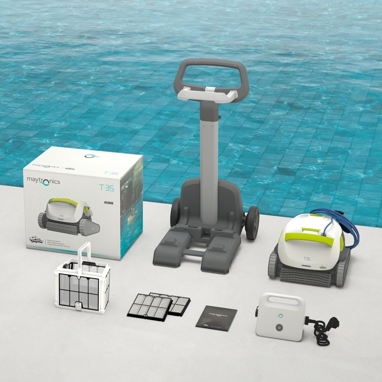 DOLPHIN T35 Electric Pool Cleaner Robot - Wall cleaning, in-ground pool up to 12 m