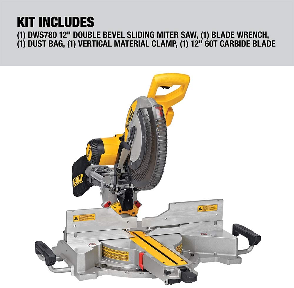 DEWALT DWS780 12 Sliding Compound Miter Saw Plus DWX723-XE 3.8m Extendable Stand Two Piece Bundle