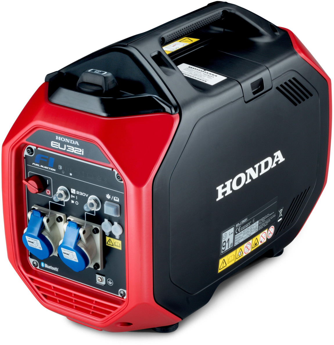 Honda EU32i Petrol Generator: 3.2kW Max Power, 8.6h Runtime, 4.7L Tank - 4-Stroke for Outdoor/Emergency Use