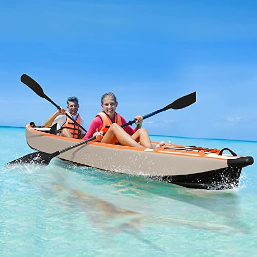 Bonnlo Inflatable Kayak Foldable Kayak for Adults Blow Up Kayaks with Seats, Foot Pedal, 7.6ft Aluminum Oars, Output - Input Air Pump for 1 Person, 2 Person, 2 Plus 1 Child, Easily Track, Dropstitch