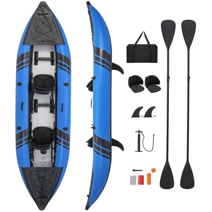 S AFSTAR Inflatable Kayak, 2 Person Canoe with 507 lbs Capacity, Drop-Stitch Floor, All Accessories & Carry Bag, 12.5 ft Large Sit in Tandem Kayak for Fishing, Camping & Exploring for Adults