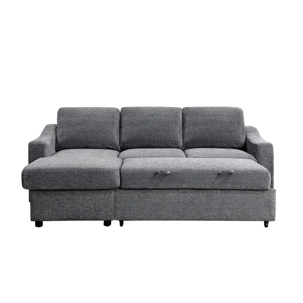 Coddle Aria Fabric Sleeper Sofa with Reversible Chaise and Storage, Gray