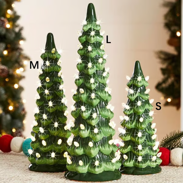 🎁🎄Retro Hand-Painted Tabletop Christmas Trees with Timer (⏰Limited Quantities Available)