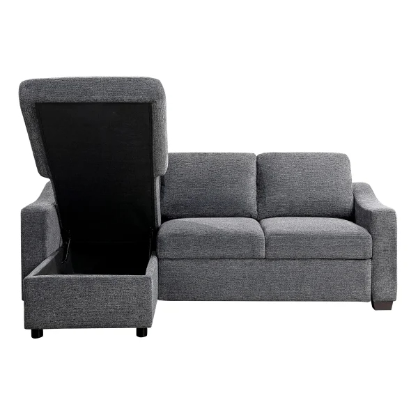 Coddle Aria Fabric Sleeper Sofa with Reversible Chaise and Storage, Gray