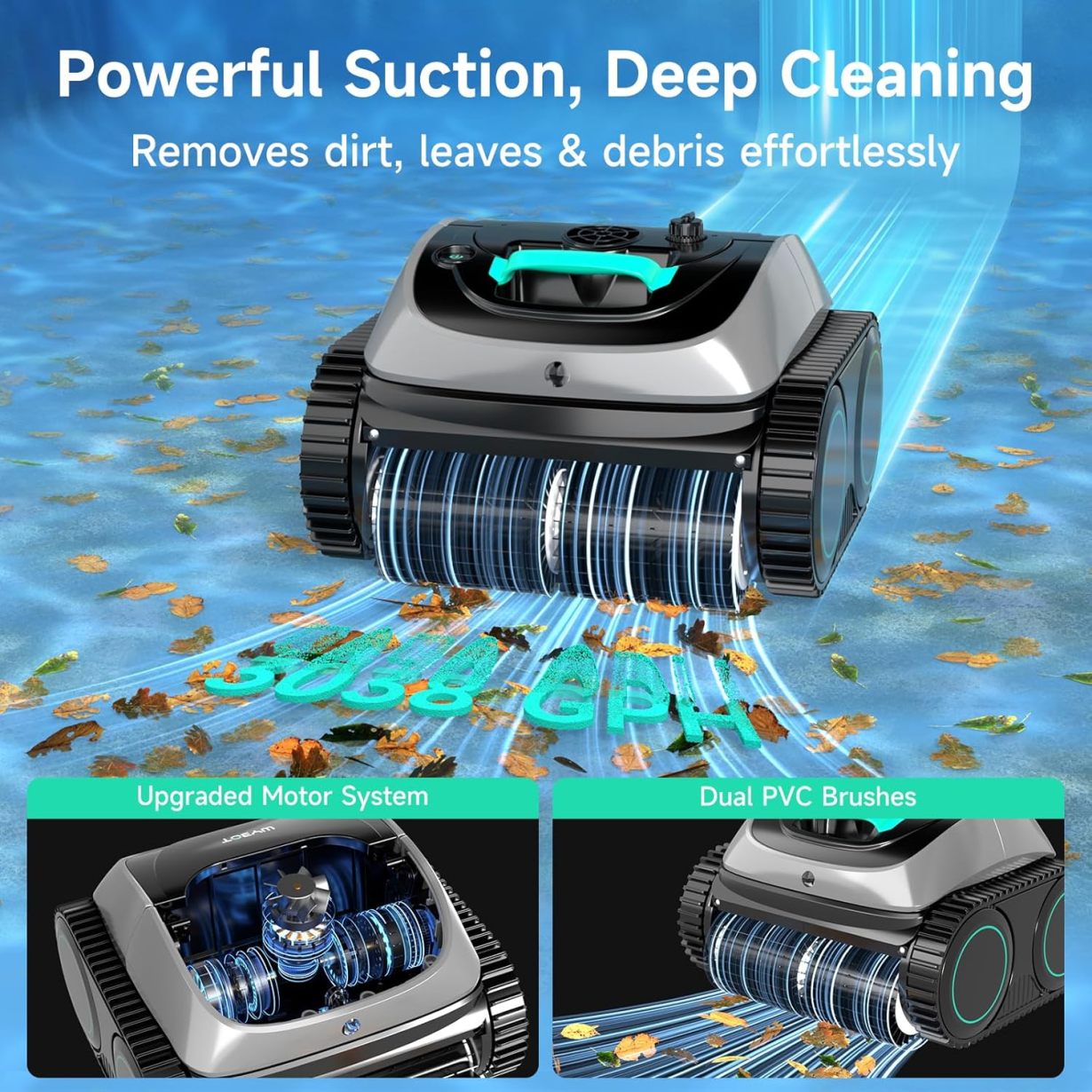 (2025 Upgrade) WYBOT C1 Pool Robot Vacuum for Inground Pools, 4-in-1 Cordless Robotic Pool Cleaner Lasts 150min, Triple-Motor up to 1,614 Sq.ft, Smart APP Support, Auto Wall & Waterline Cleaning
