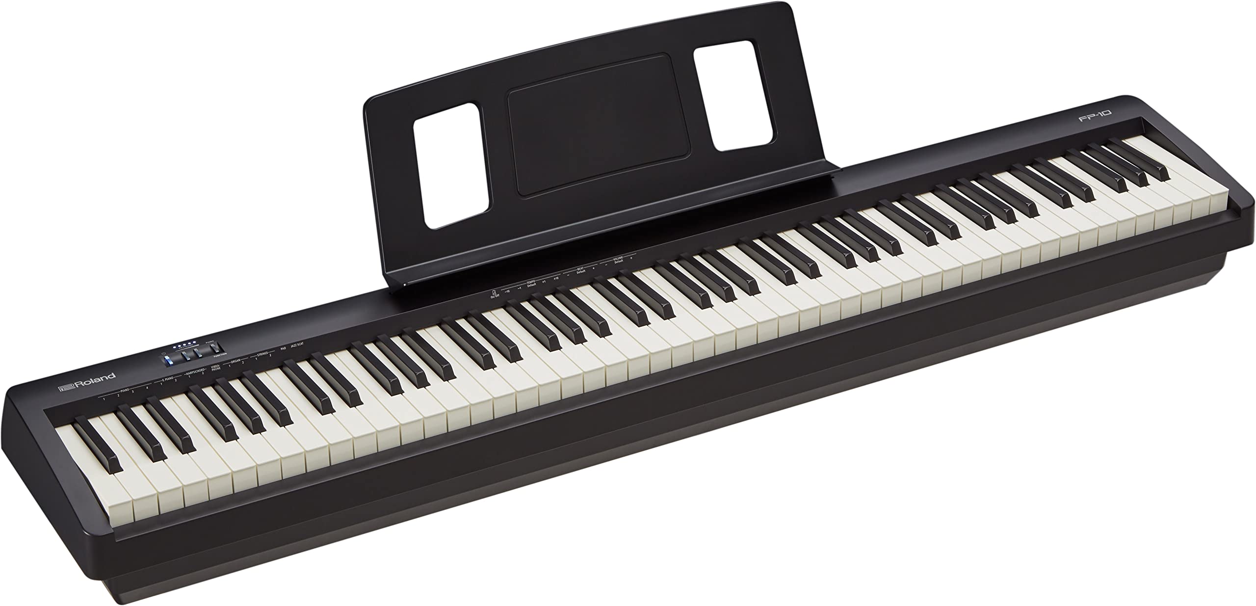 Roland FP-10 Digital Piano - Black Bundle with KSC-FP10 Stand, Bench, Sustain Pedal, Instructional Book, Online Lessons, Instructional DVD, and Austin Bazaar Polishing Cloth