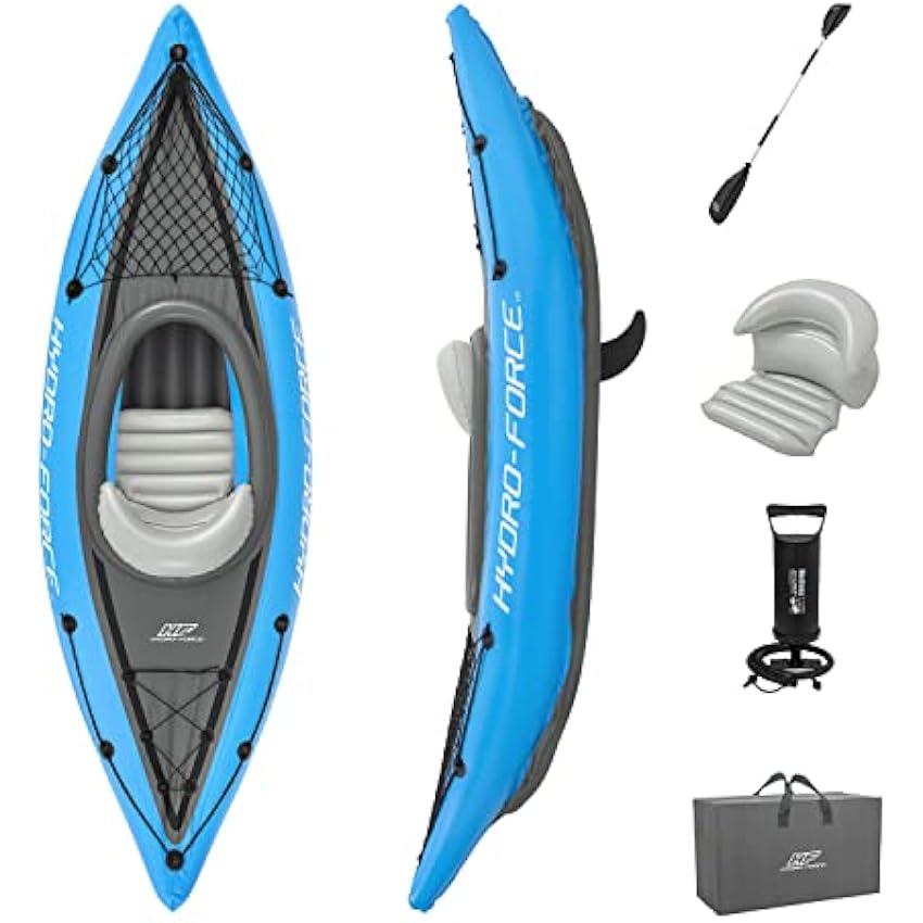 Bestway Hydro Force Inflatable Kayak Set | Includes Seat, Paddle, Hand Pump, Storage Carry Bag | Great for Adults, Kids and Families
