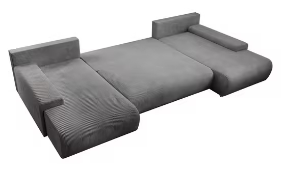Corner sofa Credo corner sofa U-shaped, with sleeping function and bed box, U-shaped couch (dark gray)