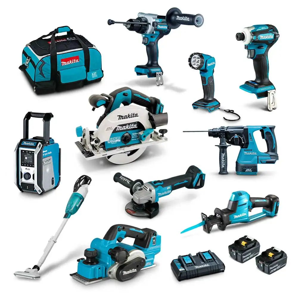 Makita 18V Brushless Cordless Power Tool Combo Kit – Professional 10-12 Piece Set with High-Capacity Li-ion Batteries (DLX1054GX1 / DLX1202TX1)