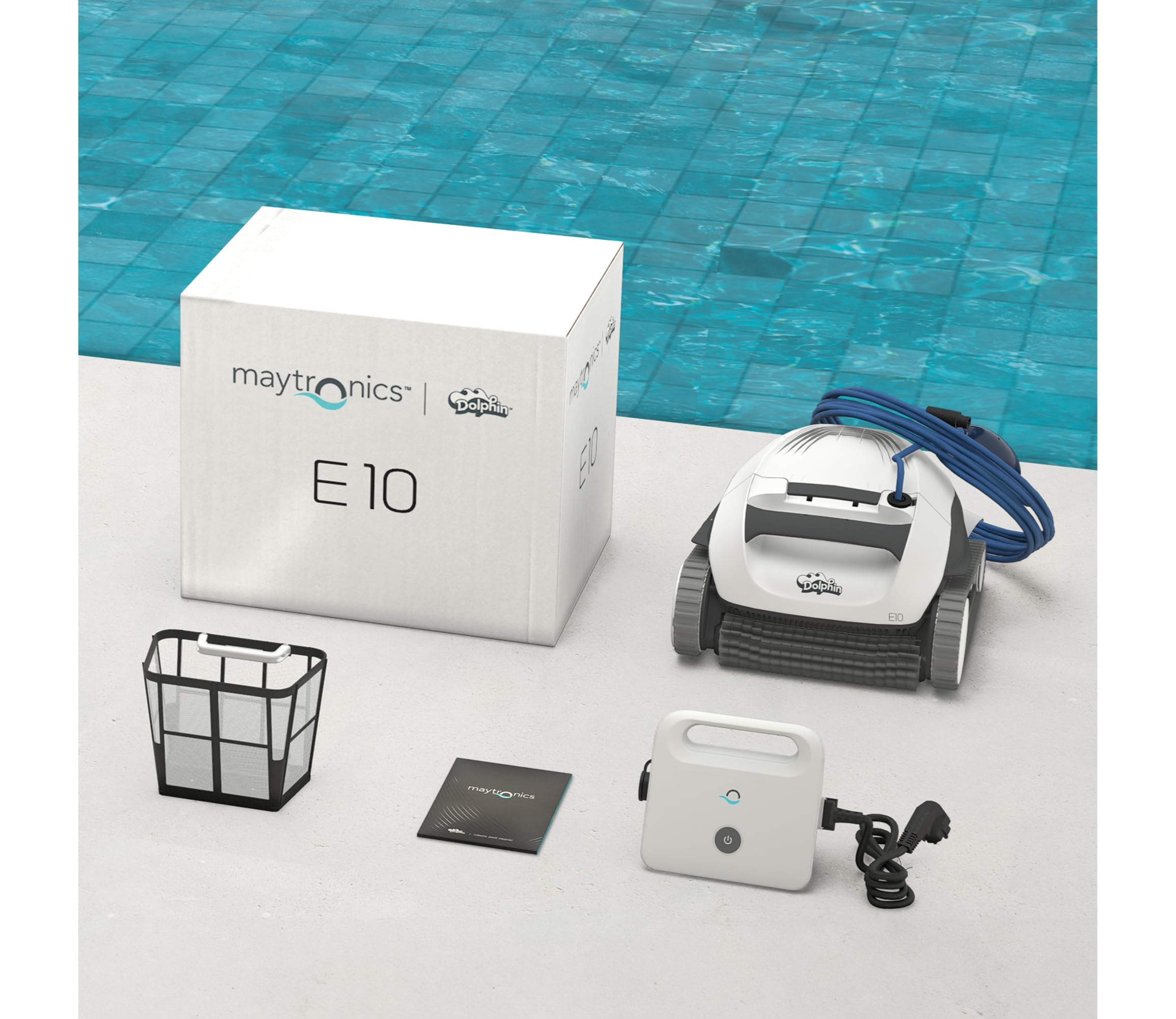 Dolphin E10 Electric Pool Cleaner Robot - Bottom Cleaning, Above Ground Pools up to 8 meters in Length