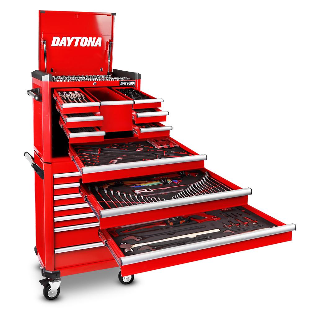 Daytona D450PSKIT – 450-Piece Metric Tool Kit with 10-Drawer Toolbox & 7-Drawer Roller Cabinet