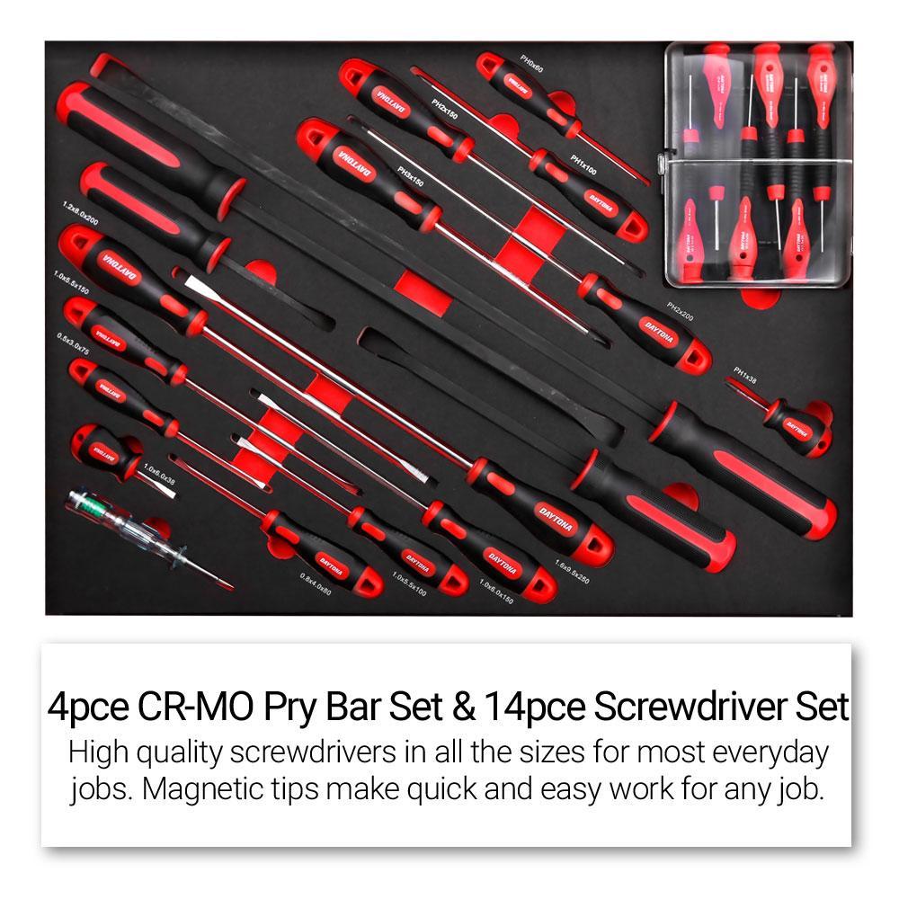 Daytona 655 Piece Mechanical Tool Set with 43 12 Drawer Red Roller Cabinet