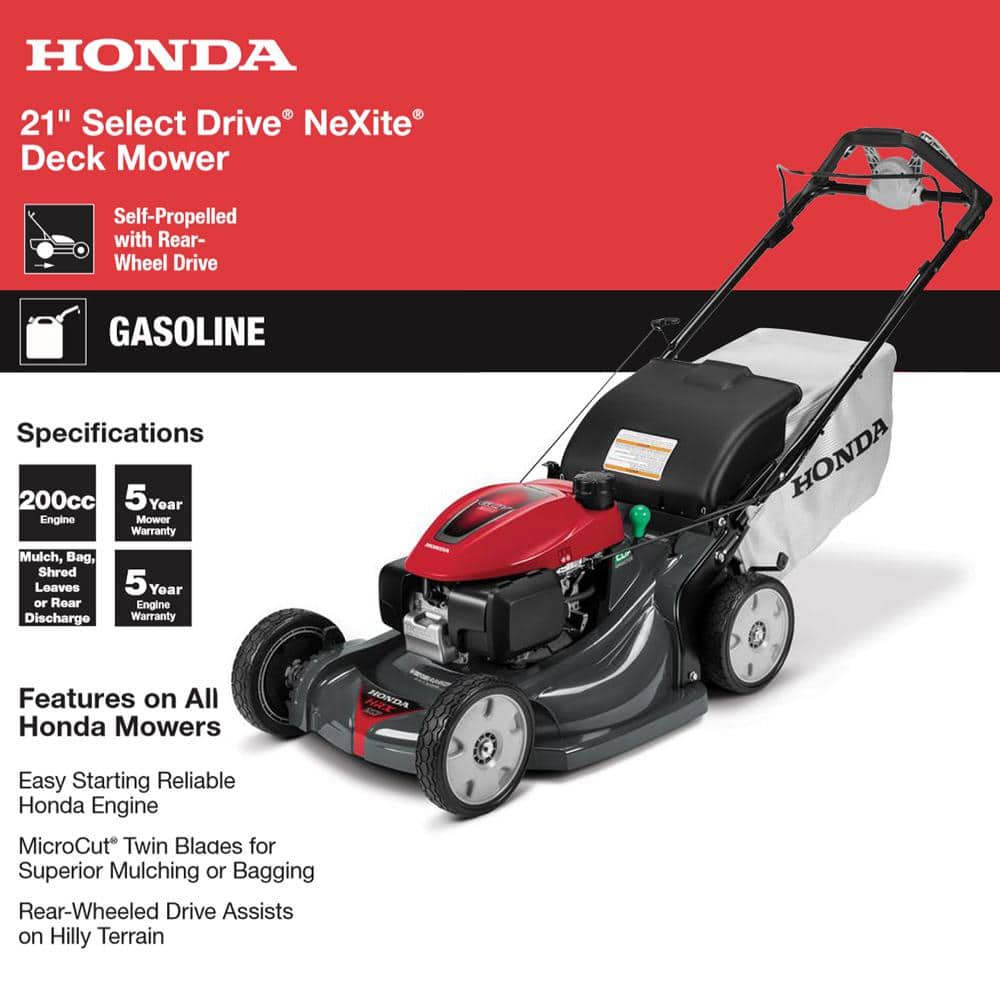 Honda 21-inch Nexite Variable Speed 4-in-1 Gasoline Walk-Behind Lawn Mower with Selective Drive Control