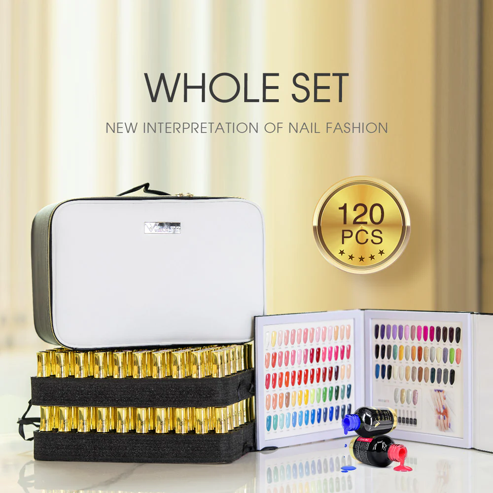 VENALISA 120 Pcs 12ML Gel Nail Polish Set with Base and Top Coat, Gel Polish Kit White Black Pink Blue Colors Soak Off UV LED Nail Gel Polish Sets Nail Art Starter Manicure Salon