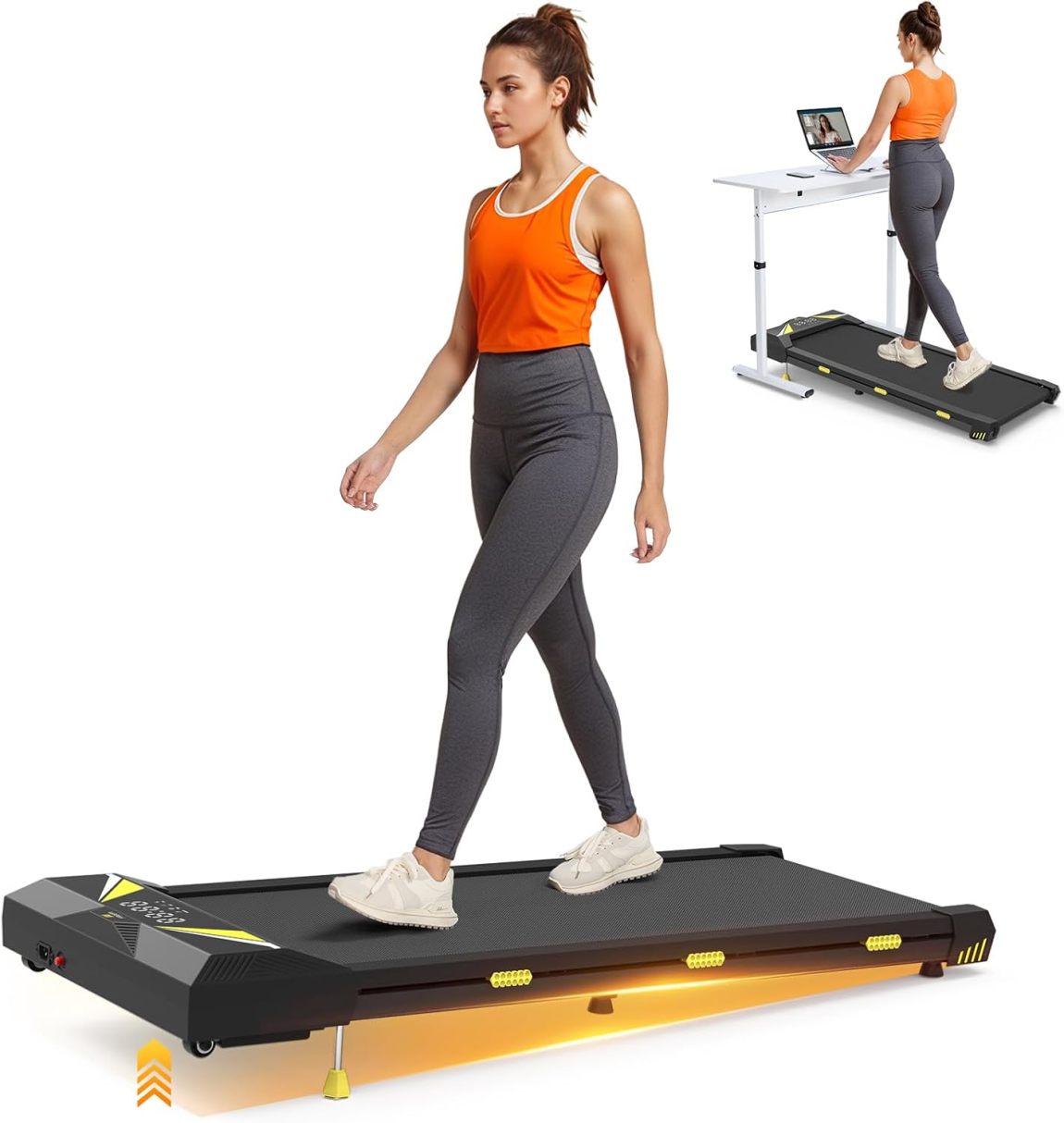 Walking Vibration Mat with APP, 3-in-1 Under Desk Treadmill, 2.5 HP Low Noise Walking Treadmill Mat with Remote Control, Home Office Portable Treadmill