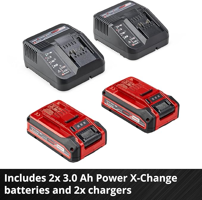 Power X-Change RASARRO 36/34 Cordless Lawnmower With Battery (x2) And Charger (x2) - 36V, 34cm Cutting Width, 30L Grass Box, 5 Cut Heights - Battery Lawn Mower For Lawns Up To 300m²