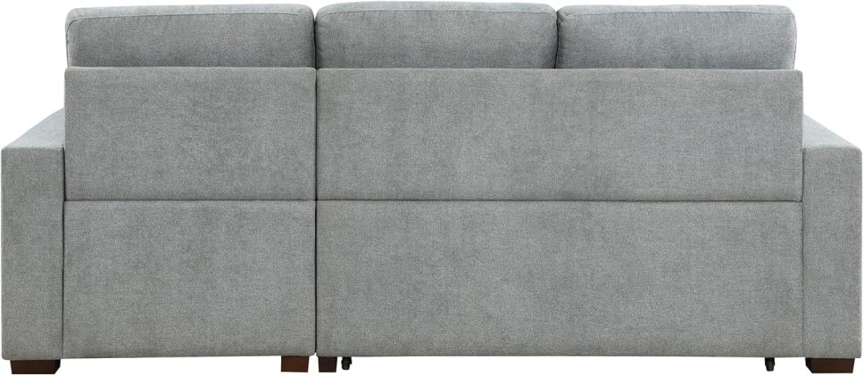 Sleeper Sofa, L Shape Sectional Couch with Right Storage Chaise and Pull Out Sofa Bed, Grey