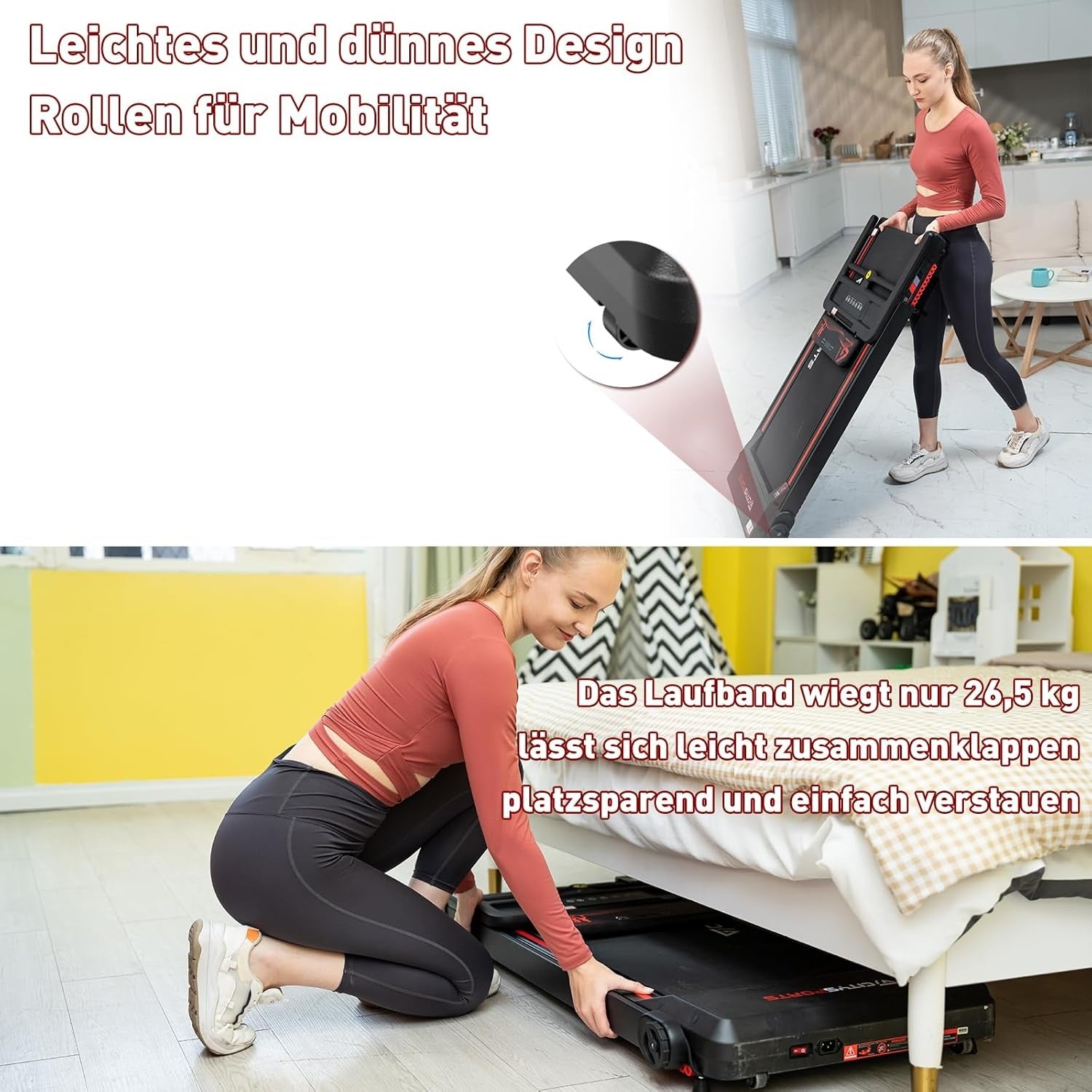 CITYSPORTS Elektrische Loopband, Opvouwbare Loopband voor Thuis tot 12 km/u, met LED Display, APP en 360° Tablet Houder, Compacte Wandelband voor Thuis en Kantoor