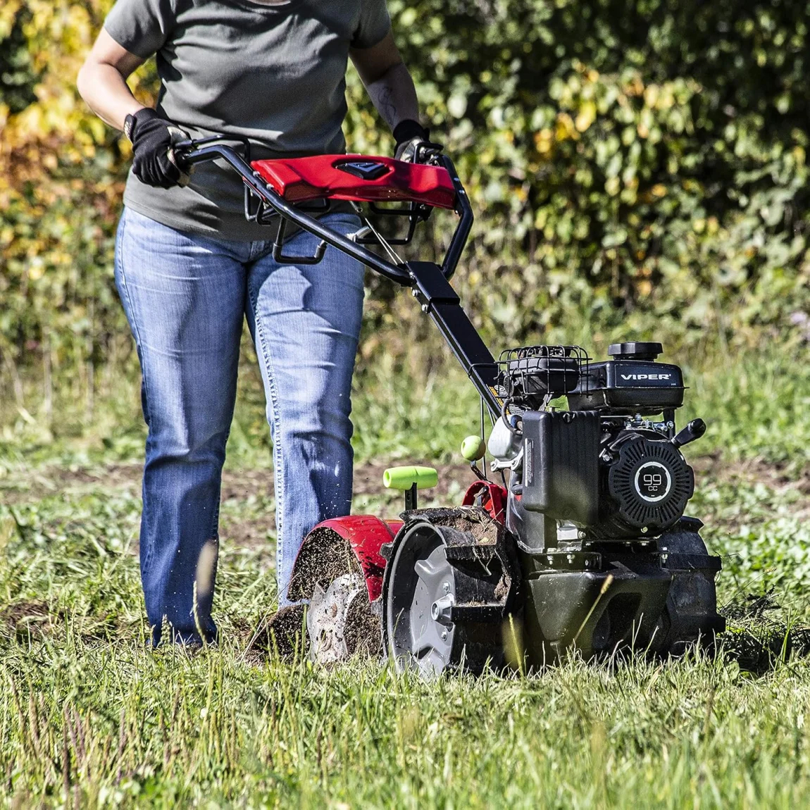 Earthquake 37037 Pioneer Dual-Direction Rear Tine Tiller, Red/Black