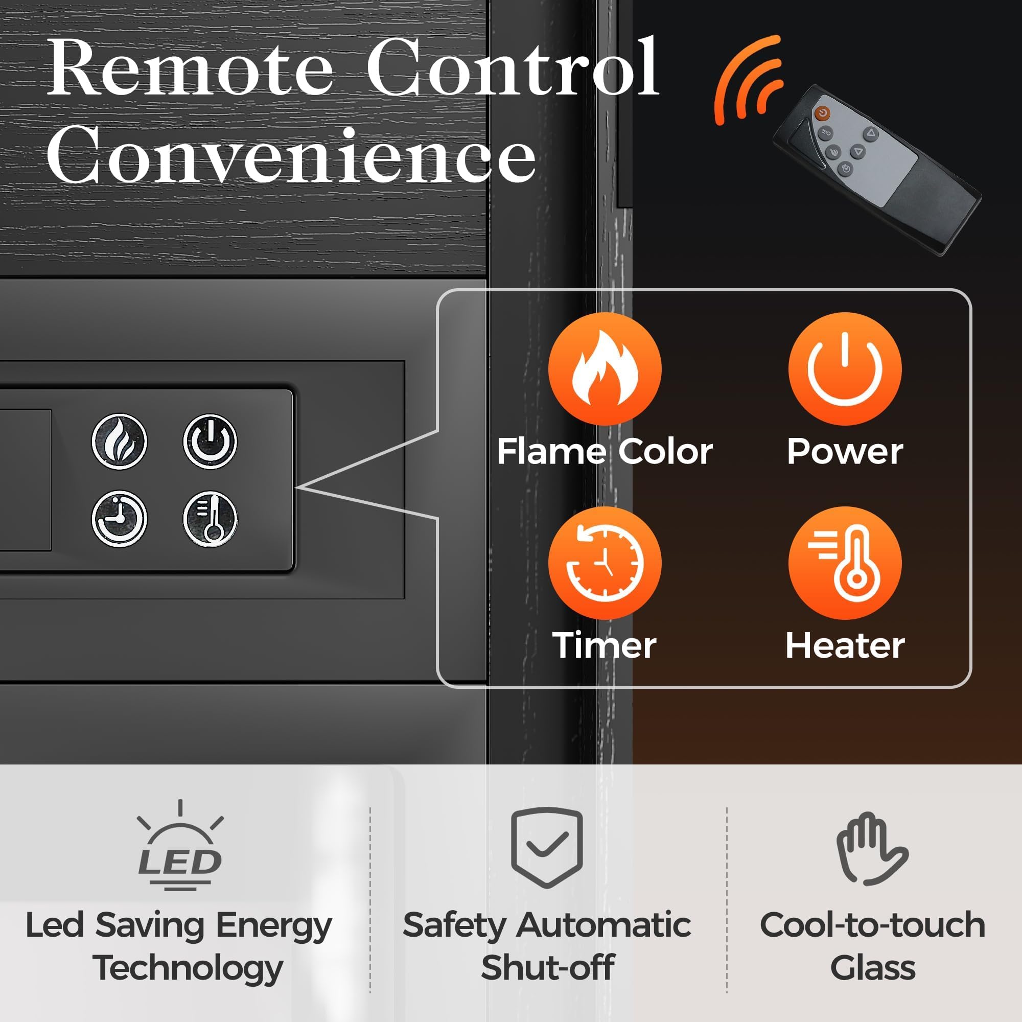 RoyalCraft Farmhouse Fireplace TV Stand for 65+ Inch TV, Entertainment Center with 23 Electric Fireplace with Remote, 34 Modern Rustic TV Console with Sliding Bar Door for Living Room