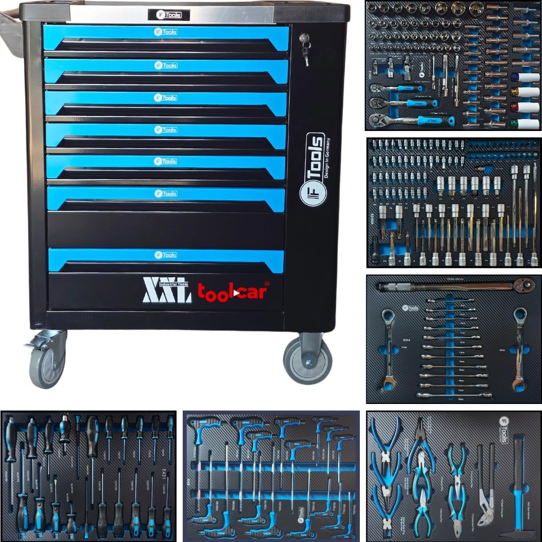 toolcar F-Tools Red XXL workshop trolley tool trolley filled with tools