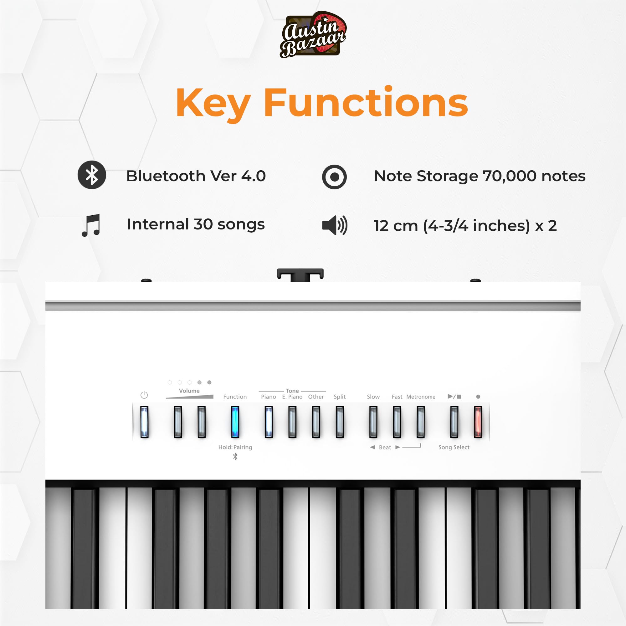 Roland FP-10 Digital Piano - Black Bundle with KSC-FP10 Stand, Bench, Sustain Pedal, Instructional Book, Online Lessons, Instructional DVD, and Austin Bazaar Polishing Cloth