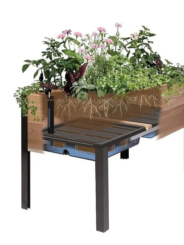 🔥8' X 2' x 4' Self-Watering Eco-Stained Elevated Planter Box+ Arch Trellis