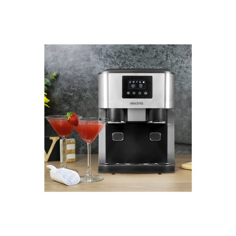 electriQ Countertop Ice Maker with Ice Crusher and Water Dispenser, Stainless Steel/Black