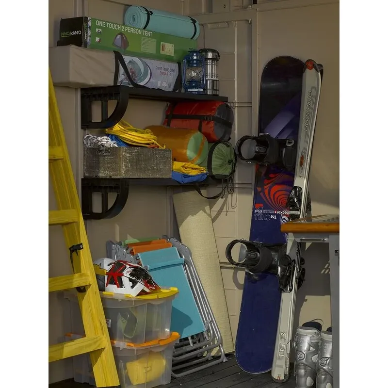 Factor 8 ft wide x 6 ft deep plastic storage shed