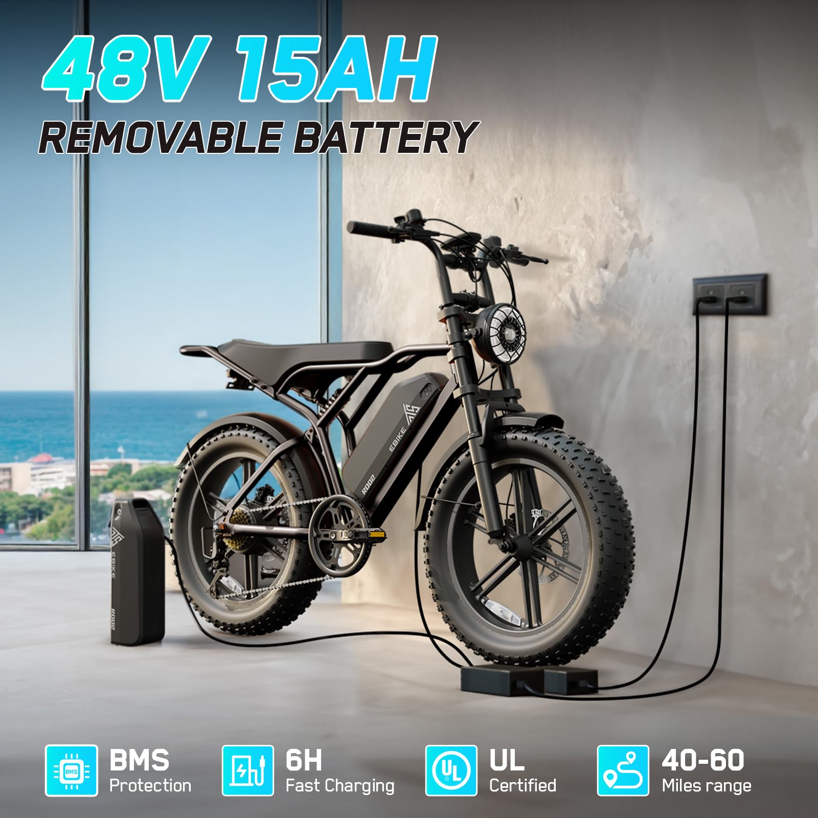 TST Electric Bike for Adults, 1500W Peak Brushless Motor 28 MPH 60 Miles/110 Miles Fat Tire E Bike with 48V 15Ah/ 25Ah Removable Battery 20 Electric Dirt Bike Hydraulic Suspension and 7-Speed