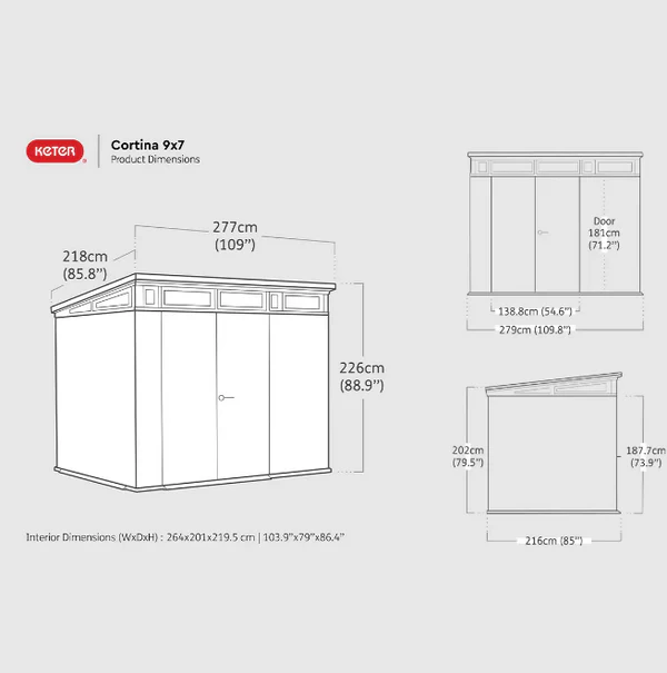 Keter Cortina 9ft 2 x 7ft Storage Shed