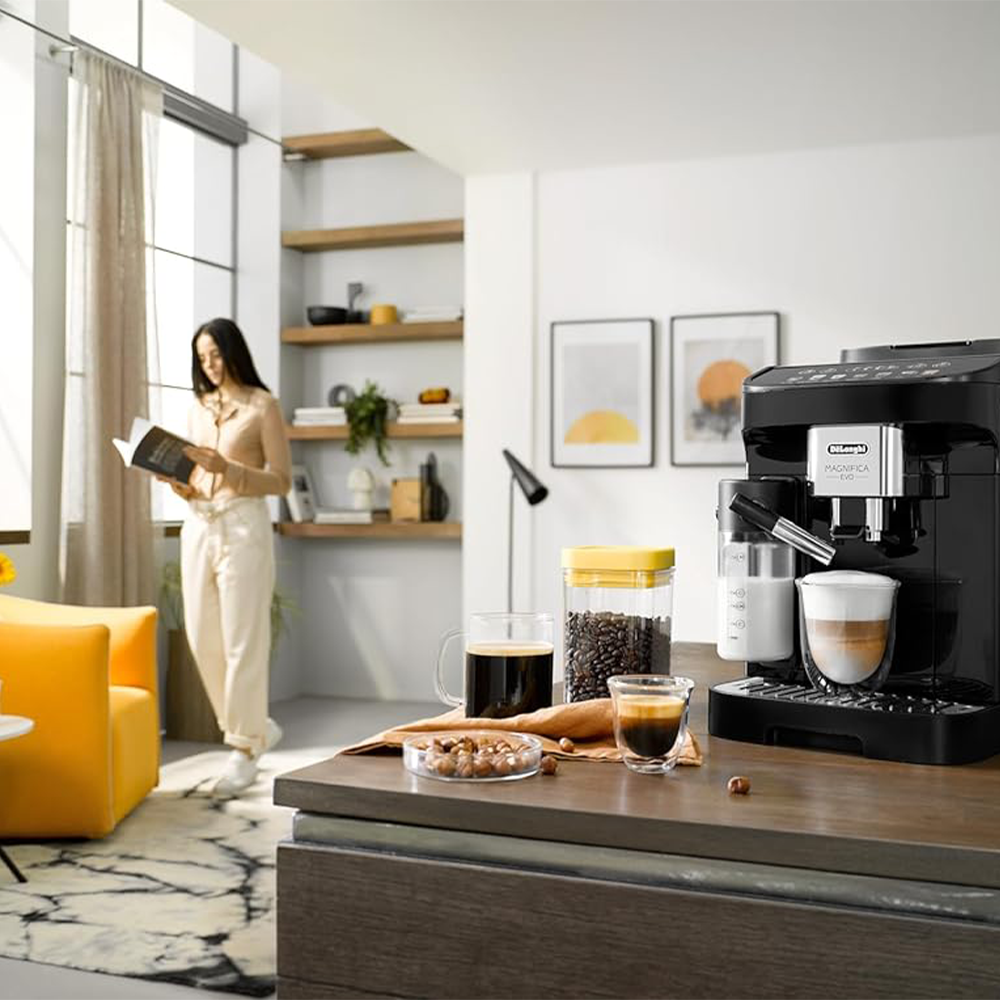De'Longhi Magnifica Evo ECAM 292.81.B Fully Automatic Coffee Machine with LatteCrema Milk System, 7 Direct Selection Buttons for Cappuccino, Espresso and Other Coffee Specialities, 2-Cup Function