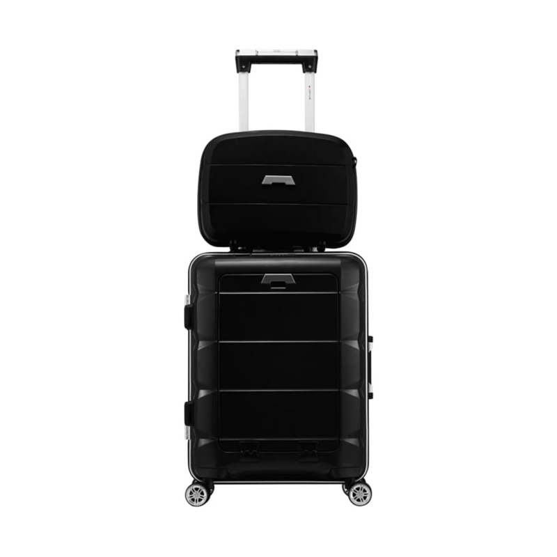 2-Piece Multifunctional USB Charging Port Luggage Set, Hardshell Suitcase with Built-in TSA Lock, Trolley Case with Front Computer Compartment