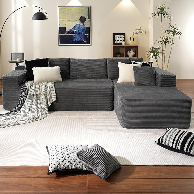 Ovios 106 Cloud Sectional Couch with L-Shape Chaise,Modern Modular Sofa with Deep Seat, Upholstered Couches for Living Room Bedroom,No Assembly Required