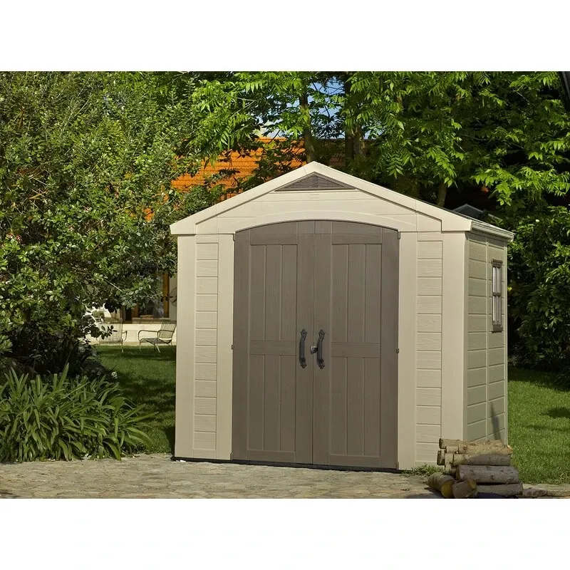 Factor 8 ft wide x 6 ft deep plastic storage shed