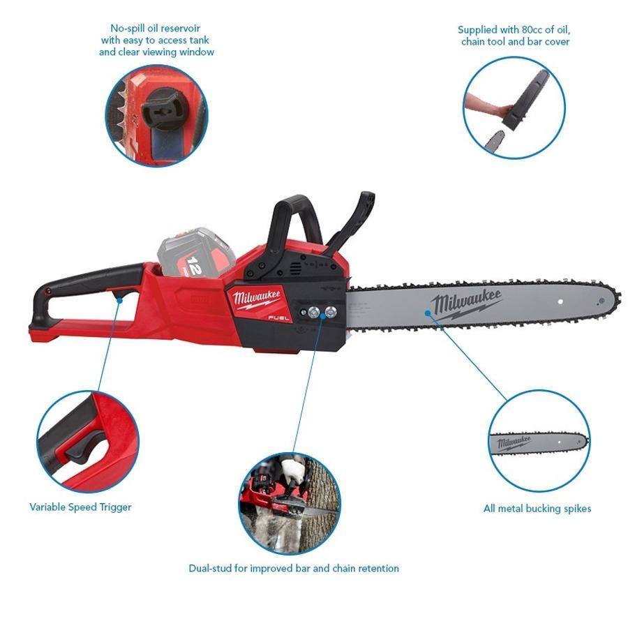 Milwaukee M18FCHS-121B M18 FUEL 18V 40cm Chainsaw Kit - 12Ah Battery and Charger