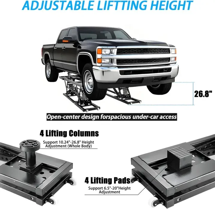 Portable Car Lift - 5000 lb/7000 lb Capacity, Adjustable Height, Heavy Duty Carbon Steel Truck Lift, 120V Power Supply (Black, 7000 lb)
