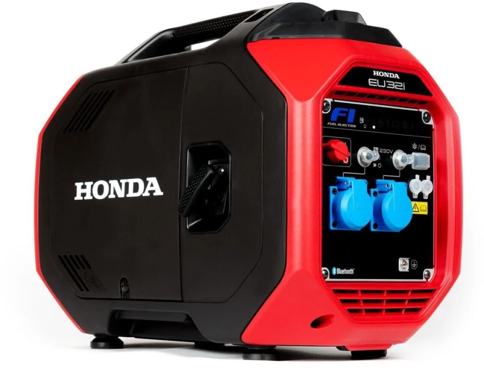 Honda EU32i Petrol Generator: 3.2kW Max Power, 8.6h Runtime, 4.7L Tank - 4-Stroke for Outdoor/Emergency Use