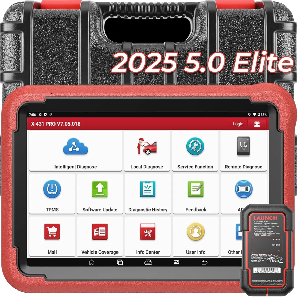 Launch X431 V+ 5.0 Scan Tool with CANFD 2025 Connector, 37 Reset and OE Level Diagnostics
